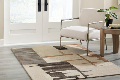 Furniture City Houma - Ashley Furniture - Kencher 5' x 7' Rug - 5' x 7' Rug / Beige/Brown - R406822