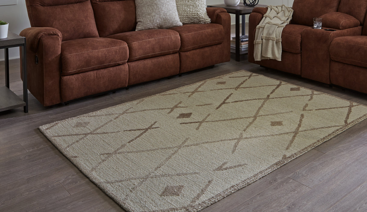 Furniture City Houma - Ashley Furniture - Guyford Rug - 5' x 7' Rug / Beige/Brown - R406872