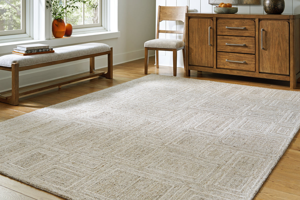 Furniture City Houma - Ashley Furniture - Brickburgh 8' x 10' Rug - 8' x 10' Rug / Gray/Ivory/Honey - R406901