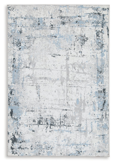 Furniture City Houma - Ashley Furniture - Emertonly 8' x 10' Washable Rug - 8' x 10' Washable Rug / Blue/White/Gray - R406981