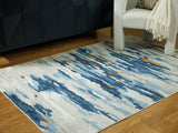 Furniture City Houma - Ashley Furniture - Vinlett Rug - 8' x 10' Washable Rug / Cream/Blue/Brown - R407041