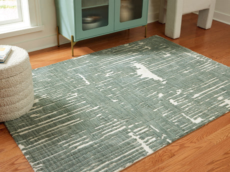 Furniture City Houma - Ashley Furniture - Cayworth 5' x 7' Rug - 5' x 7' Rug / Teal/White - R407092