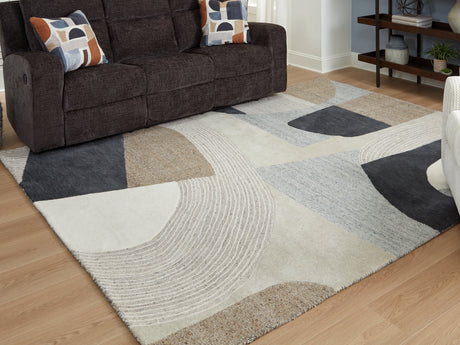 Furniture City Houma - Ashley Furniture - Edrickhill 8' x 10' Rug - 8' x 10' Rug / Grayish Teal/Taupe/Cream - R407121