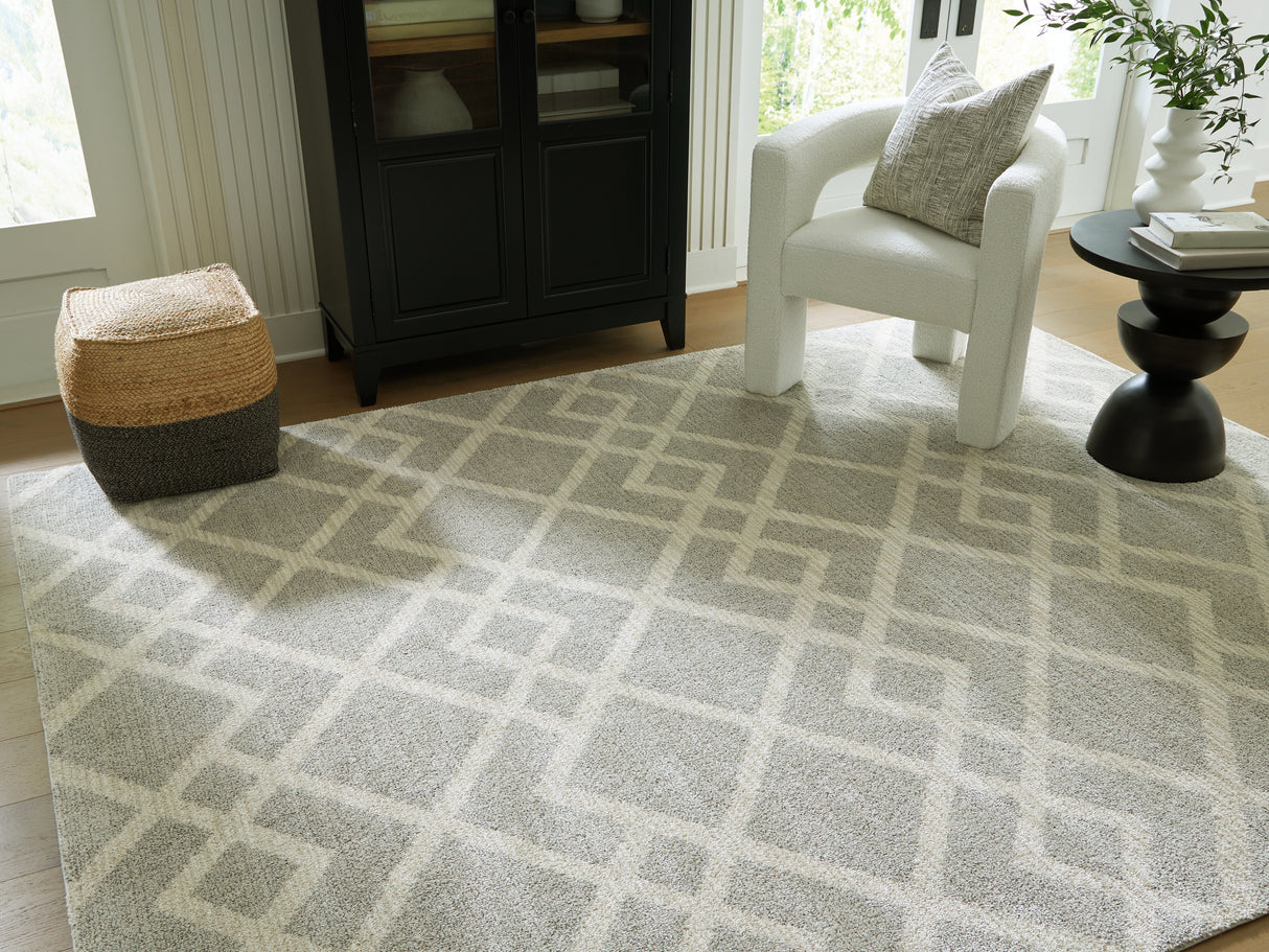 Furniture City Houma - Ashley Furniture - Unawick Rug - Large Rug / Gray/Ivory - R407331