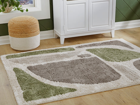 Furniture City Houma - Ashley Furniture - Anburgh Medium Rug - Medium Rug / Green/Gray/Ivory - R407352