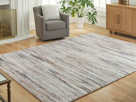 Furniture City Houma - Ashley Furniture - Nace 7'6" x 9'6" Area Rug - 7'6" x 9'6" Area Rug / Gray/Brown/White - R407471