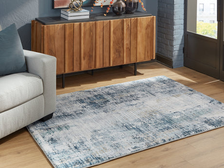 Furniture City Houma - Ashley Furniture - Arlenmont 5' x 7' Area Rug - 5' x 7' Area Rug / Blue/White/Brown - R407482