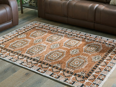 Furniture City Houma - Ashley Furniture - Qaabiz Rug - 7'8" x 10' Area Rug / Sienna/Ivory/Black - R407521
