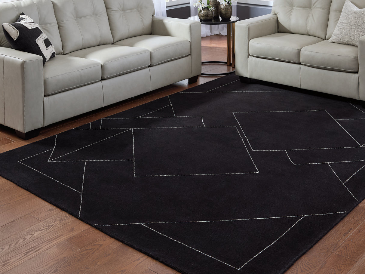 Furniture City Houma - Ashley Furniture - Marav Rug - 5' x 7' Area Rug / Black/White - R407532