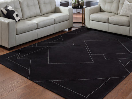 Furniture City Houma - Ashley Furniture - Marav Rug - 5' x 7' Area Rug / Black/White - R407532