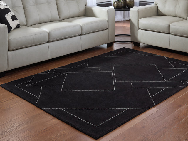 Furniture City Houma - Ashley Furniture - Marav 5' x 7' Area Rug - 5' x 7' Area Rug / Black/White - R407532