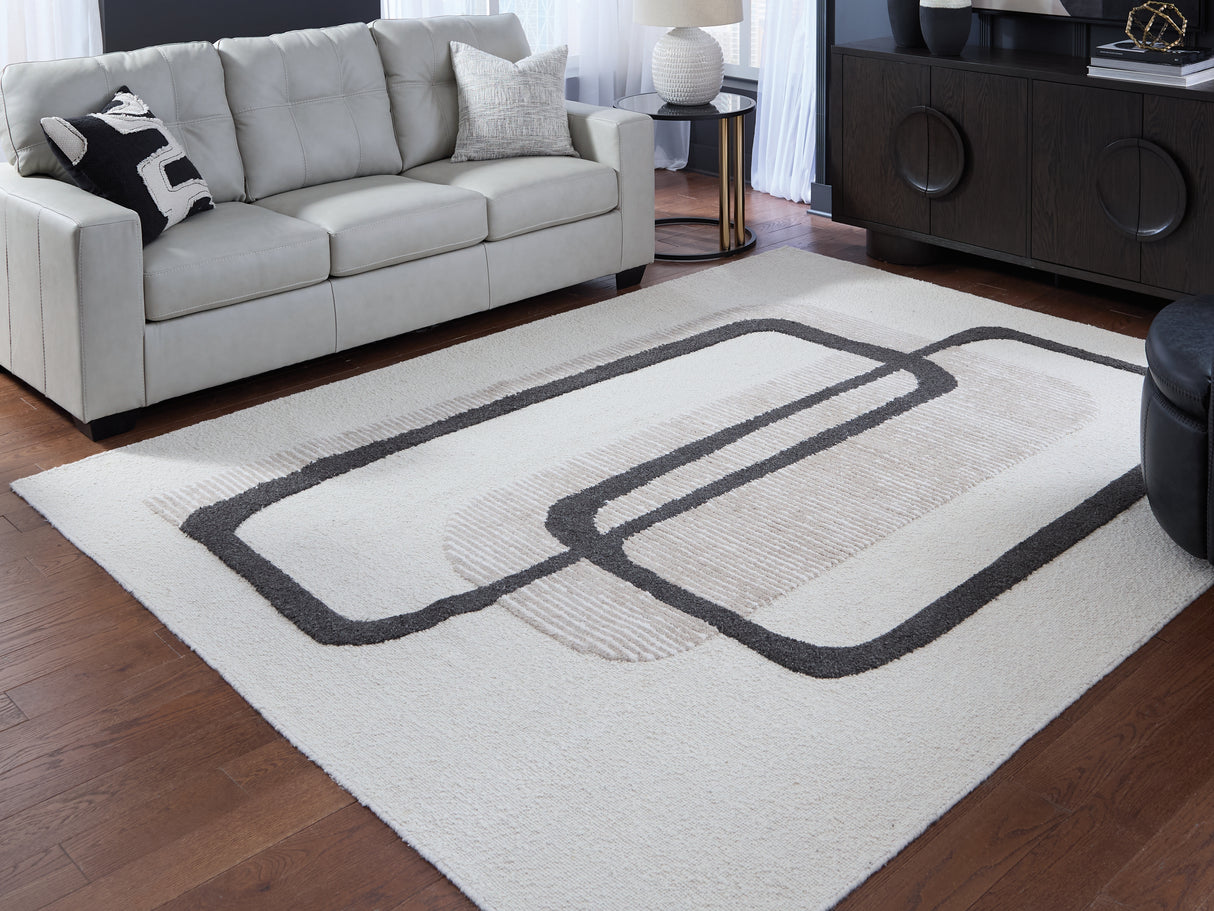 Furniture City Houma - Ashley Furniture - Davismour Rug - 7'8" x 10' Area Rug / Ivory/Taupe/Charcoal - R407561