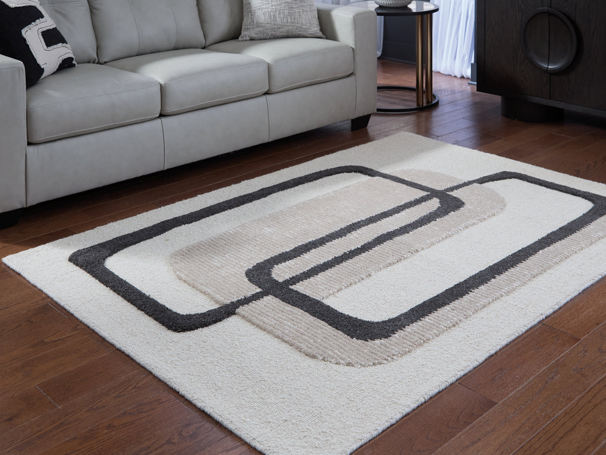 Furniture City Houma - Ashley Furniture - Davismour Rug - 7'8" x 10' Area Rug / Ivory/Taupe/Charcoal - R407561