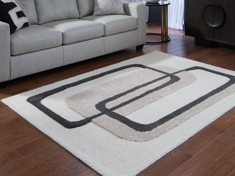 Furniture City Houma - Ashley Furniture - Davismour Rug - 7'8" x 10' Area Rug / Ivory/Taupe/Charcoal - R407561