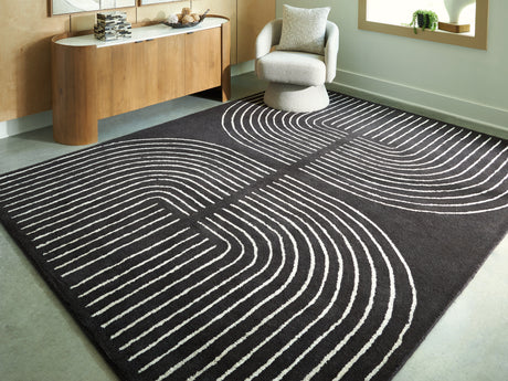Furniture City Houma - Ashley Furniture - Eldonmore Rug - 5' x 7' Area Rug / Black/Ivory - R407572