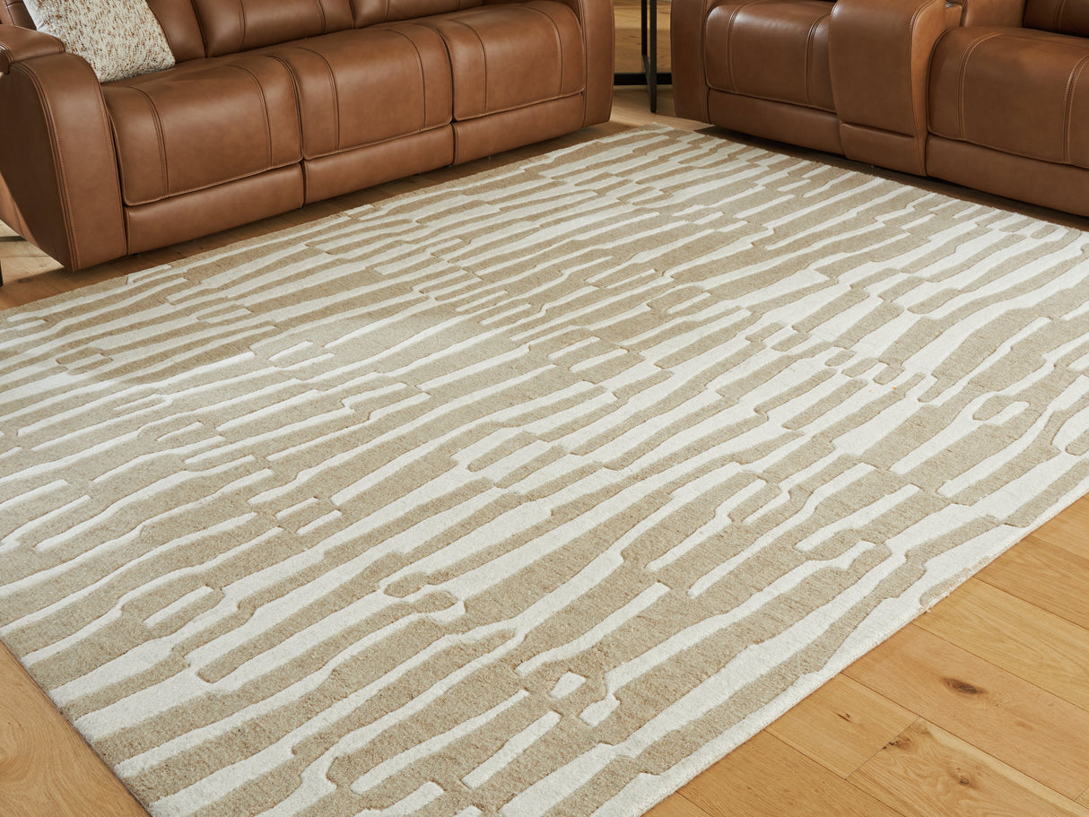 Furniture City Houma - Ashley Furniture - Corrbell Rug - 7'8" x 10' Area Rug / Beige/White - R407631