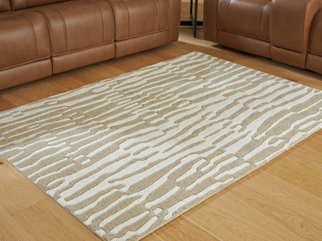 Furniture City Houma - Ashley Furniture - Corrbell Rug - 7'8" x 10' Area Rug / Beige/White - R407631