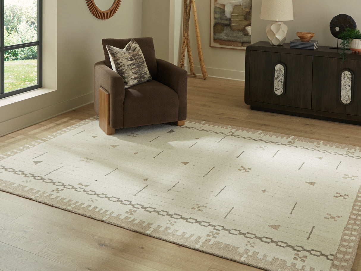 Furniture City Houma - Ashley Furniture - Dot Rug - 7'8" x 10' Area Rug / Cream/Brown/Taupe - R407651