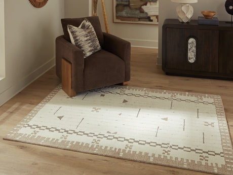 Furniture City Houma - Ashley Furniture - Dot Rug - 7'8" x 10' Area Rug / Cream/Brown/Taupe - R407651