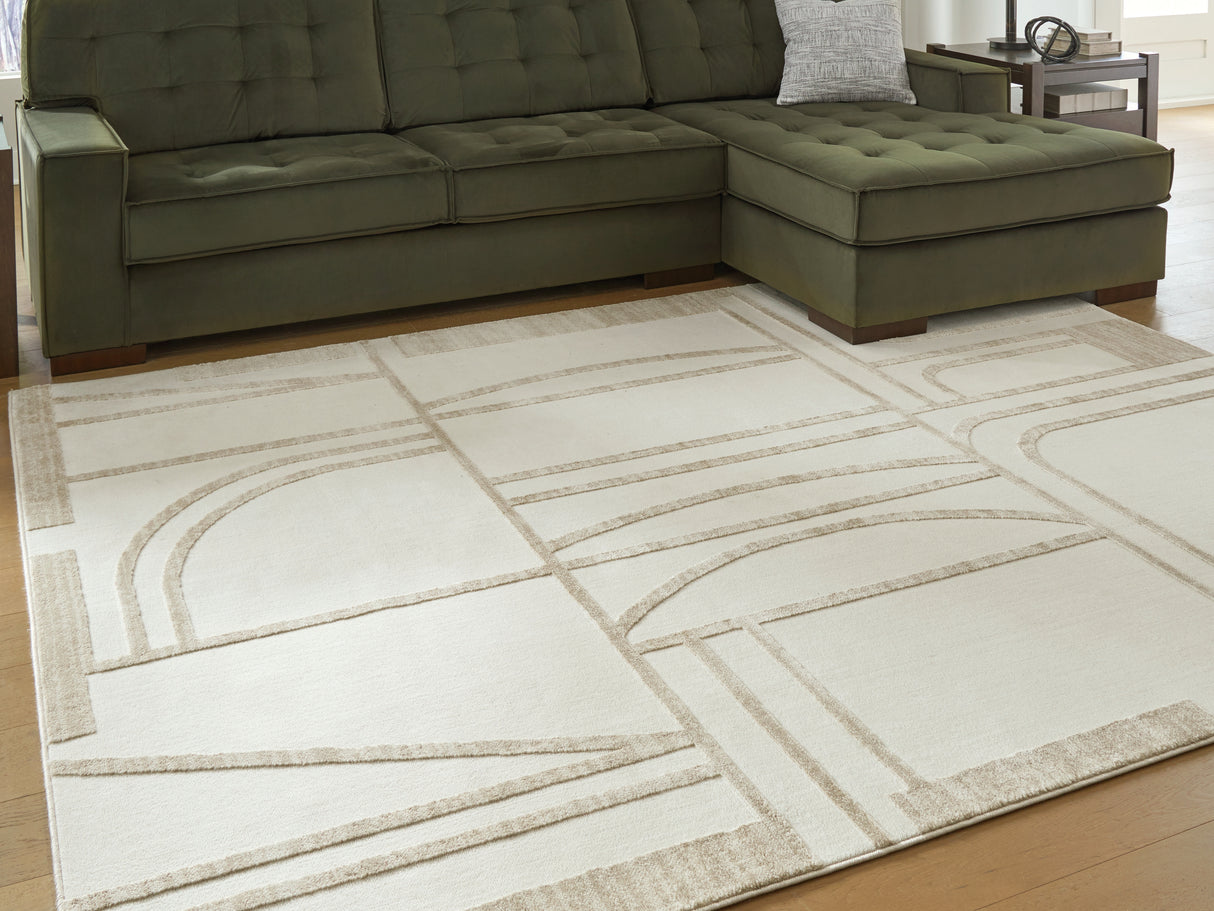 Furniture City Houma - Ashley Furniture - Farongrove Rug - 7'10" x 10' Area Rug / Ivory/Beige - R407671