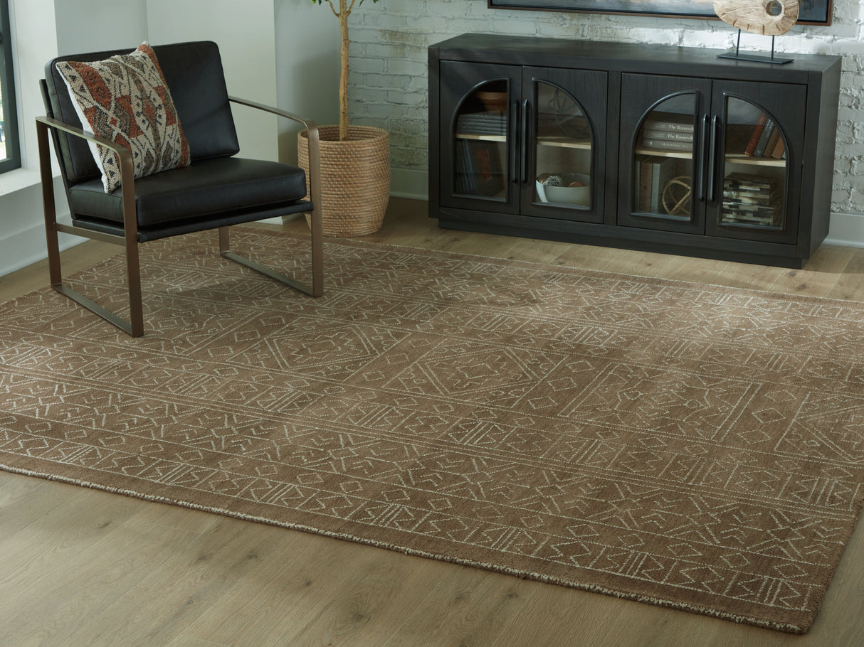 Furniture City Houma - Ashley Furniture - Merrittman Rug - 5' x 7' Area Rug / Brown/Ivory - R407702