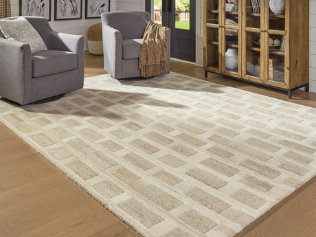 Furniture City Houma - Ashley Furniture - Lisgrove Rug - 5' x 7' Area Rug / Tan/Brown/White - R407712