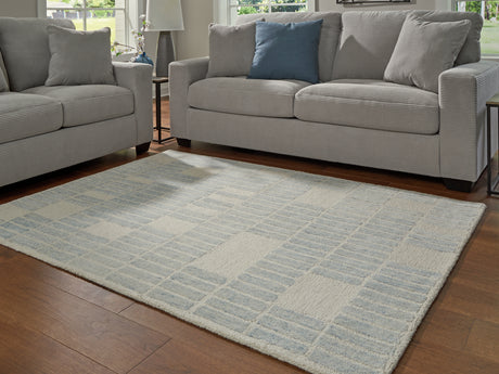 Furniture City Houma - Ashley Furniture - Dylanton 5' x 7' Area Rug - 5' x 7' Area Rug / Ivory/Blue - R407812