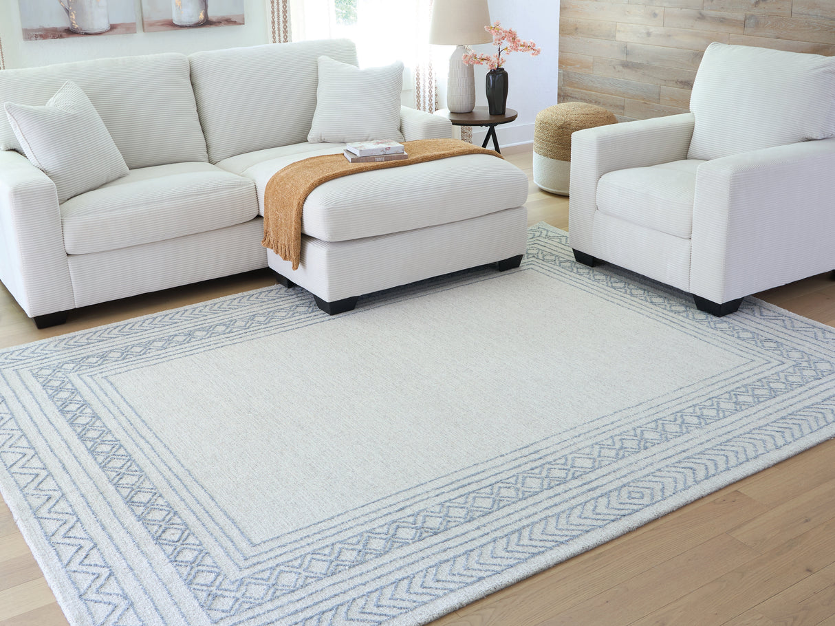 Furniture City Houma - Ashley Furniture - Azelhurst Rug - 7'8" x 10' Area Rug / Blue/Ivory/Gray - R407851