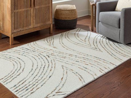 Furniture City Houma - Ashley Furniture - Deenbury 5' x 7' Area Rug - 5' x 7' Area Rug / Ivory/Green/Brown - R407862
