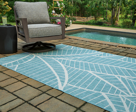 Furniture City Houma - Ashley Furniture - Hulsia Rug - 5' x 7' Rug / Ivory/Aqua - R900122
