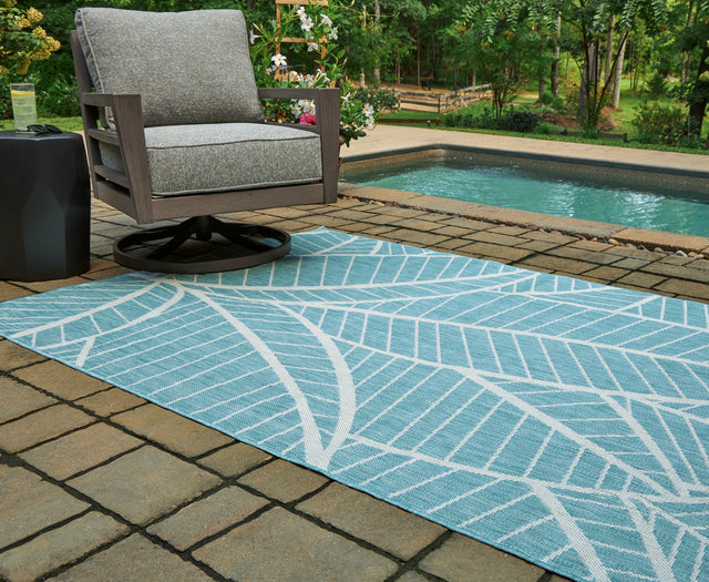 Furniture City Houma - Ashley Furniture - Hulsia Rug - 5' x 7' Rug / Ivory/Aqua - R900122