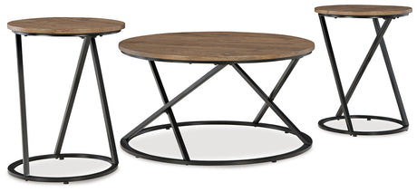 Furniture City Houma - Ashley Furniture - Cassbryn Table (Set of 3) - Occasional Table Set (3/CN) / Brown/Black - T152-13