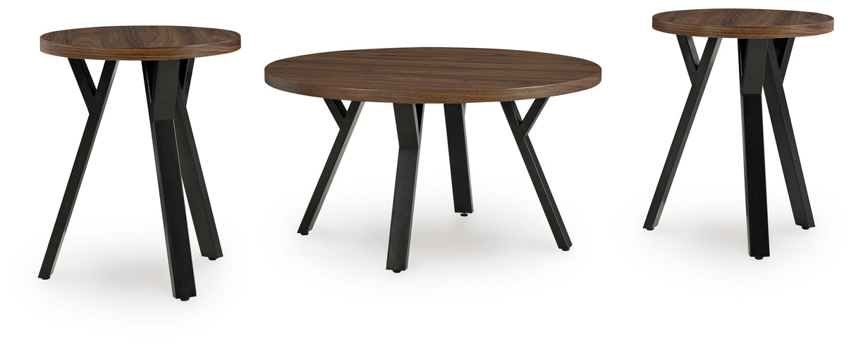 Furniture City Houma - Ashley Furniture - Elbrynn Table (Set of 3) - Occasional Table Set (3/CN) / Brown/Black - T153-13