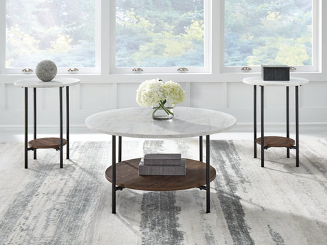 Furniture City Houma - Ashley Furniture - Wrenwich Table (Set of 3) - Occasional Table Set (3/CN) / Brown/Black/White - T167-13