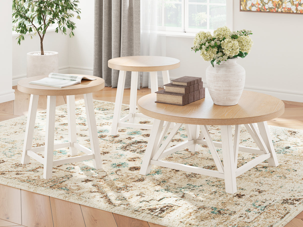 Furniture City Houma - Ashley Furniture - Fawndell Table (Set of 3) - Occasional Table Set (3/CN) / Antique White/Brown - T193-13
