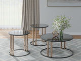 Furniture City Houma - Ashley Furniture - Hannerly Table (Set of 3) - Occasional Table Set (3/CN) / Black/Gold Finish - T219-13