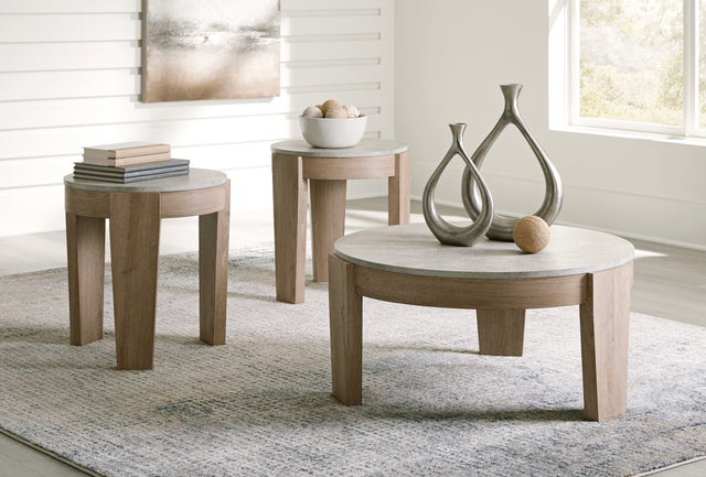 Furniture City Houma - Ashley Furniture - Guystone Table (Set of 3) - Occasional Table Set (3/CN) / Light Brown - T237-13