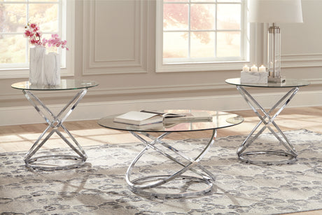 Furniture City Houma - Ashley Furniture - Hollynyx Table (Set of 3) - Occasional Table Set (3/CN) / Chrome Finish - T270-13