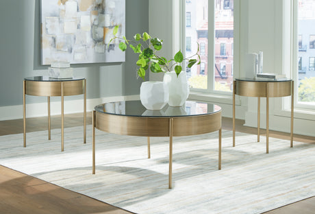 Furniture City Houma - Ashley Furniture - Jettaya Table (Set of 3) - Occasional Table Set (3/CN) / Brushed Brass - T285-13