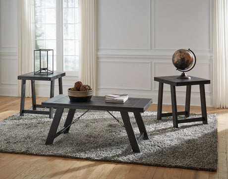 Furniture City Houma - Ashley Furniture - Noorbrook Table (Set of 3) - Occasional Table Set (3/CN) / Black/Pewter - T351-13