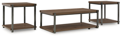 Furniture City Houma - Ashley Furniture - Trindwick Table (Set of 3) - Occasional Table Set (3/CN) / Brown/Gun Metal - T381-13