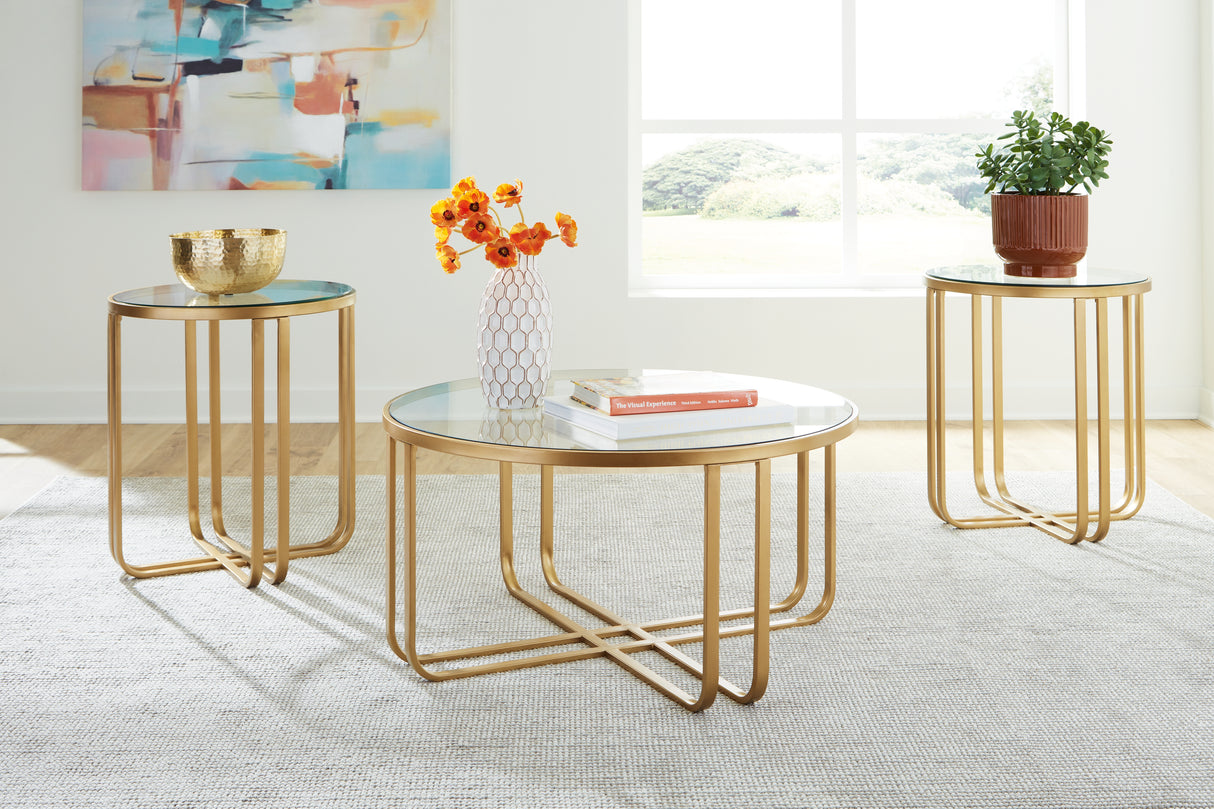 Furniture City Houma - Ashley Furniture - Milloton Table (Set of 3) - Occasional Table Set (3/CN) / Gold - T398-13