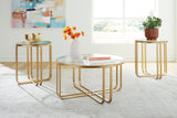 Furniture City Houma - Ashley Furniture - Milloton Table (Set of 3) - Occasional Table Set (3/CN) / Gold - T398-13