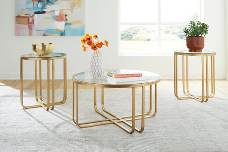 Furniture City Houma - Ashley Furniture - Milloton Table (Set of 3) - Occasional Table Set (3/CN) / Gold - T398-13