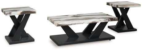 Furniture City Houma - Ashley Furniture - Cendill Table (Set of 3) - Occasional Table Set (3/CN) / Dark Brown/White/Black - T403-13