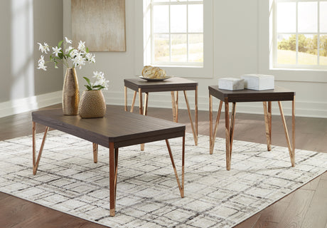 Furniture City Houma - Ashley Furniture - Bandyn Table (Set of 3) - Occasional Table Set (3/CN) / Brown/Champagne - T404-13