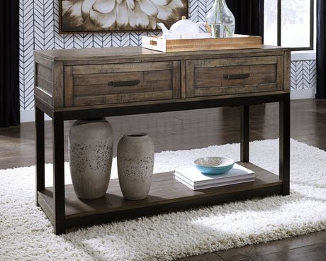 Furniture City Houma - Ashley Furniture - Johurst Sofa/Console Table - Sofa Table / Grayish Brown - T444-4
