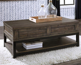 Furniture City Houma - Ashley Furniture - Johurst Coffee Table with Lift Top - LIFT TOP COCKTAIL TABLE / Grayish Brown - T444-9