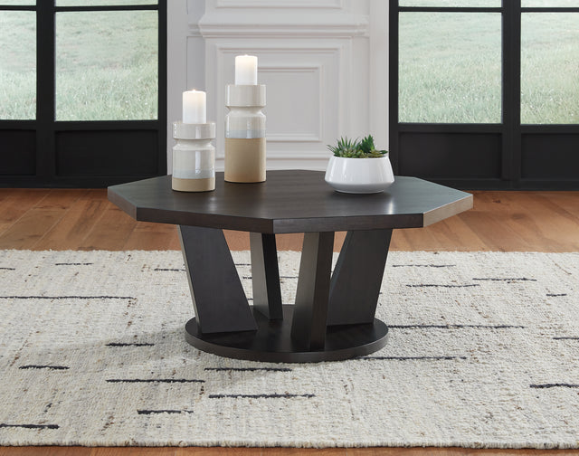 Furniture City Houma - Ashley Furniture - Chasinfield Coffee Table - Octagon Cocktail Table / Dark Brown - T458-8