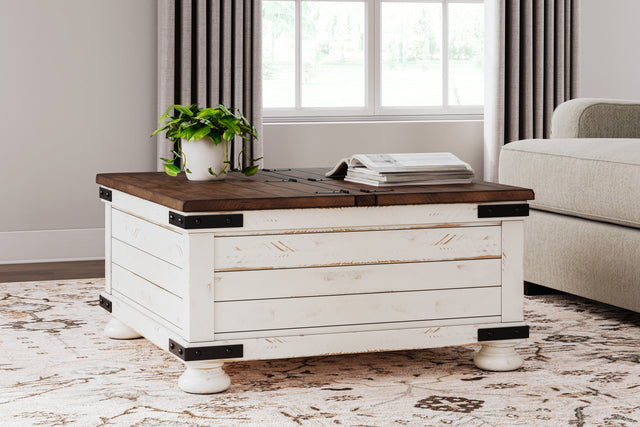 Furniture City Houma - Ashley Furniture - Wystfield Coffee Table - Cocktail Table with Storage / White/Brown - T459-20